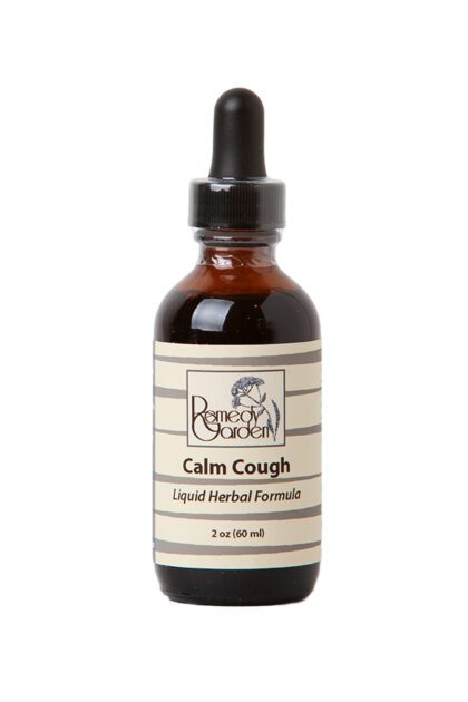 A bottle of calm cough liquid herbal for adults.