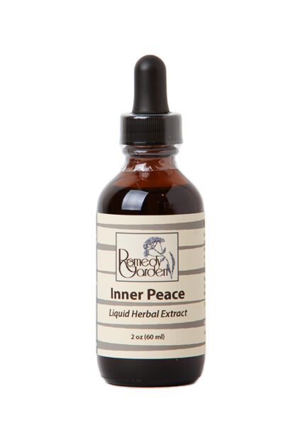 A bottle of inner peace liquid herbal extract.