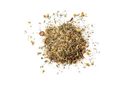 A pile of dried herbs on top of each other.