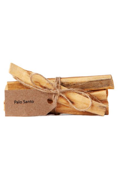 A bundle of palo santo sticks tied with string.