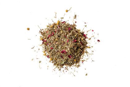 A pile of dried herbs and flowers on top of each other.