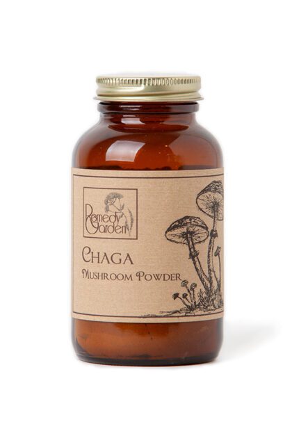 A jar of chaga mushroom powder.