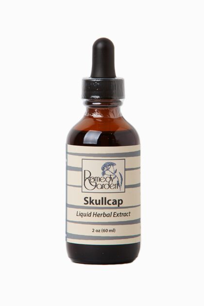 A bottle of skullcap extract is shown.