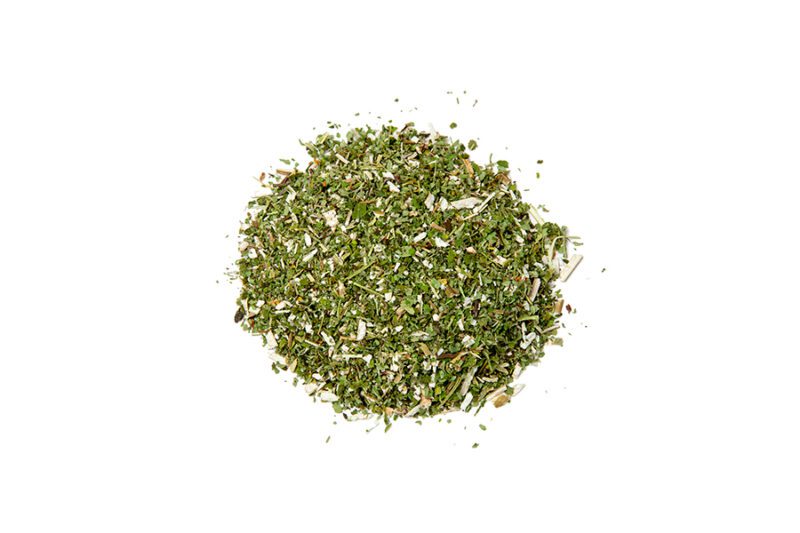 A pile of green tea leaves on top of each other.