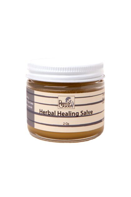 A jar of herbal healing salve is shown.