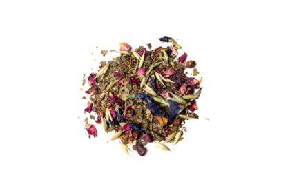 A pile of tea with different types of flowers.